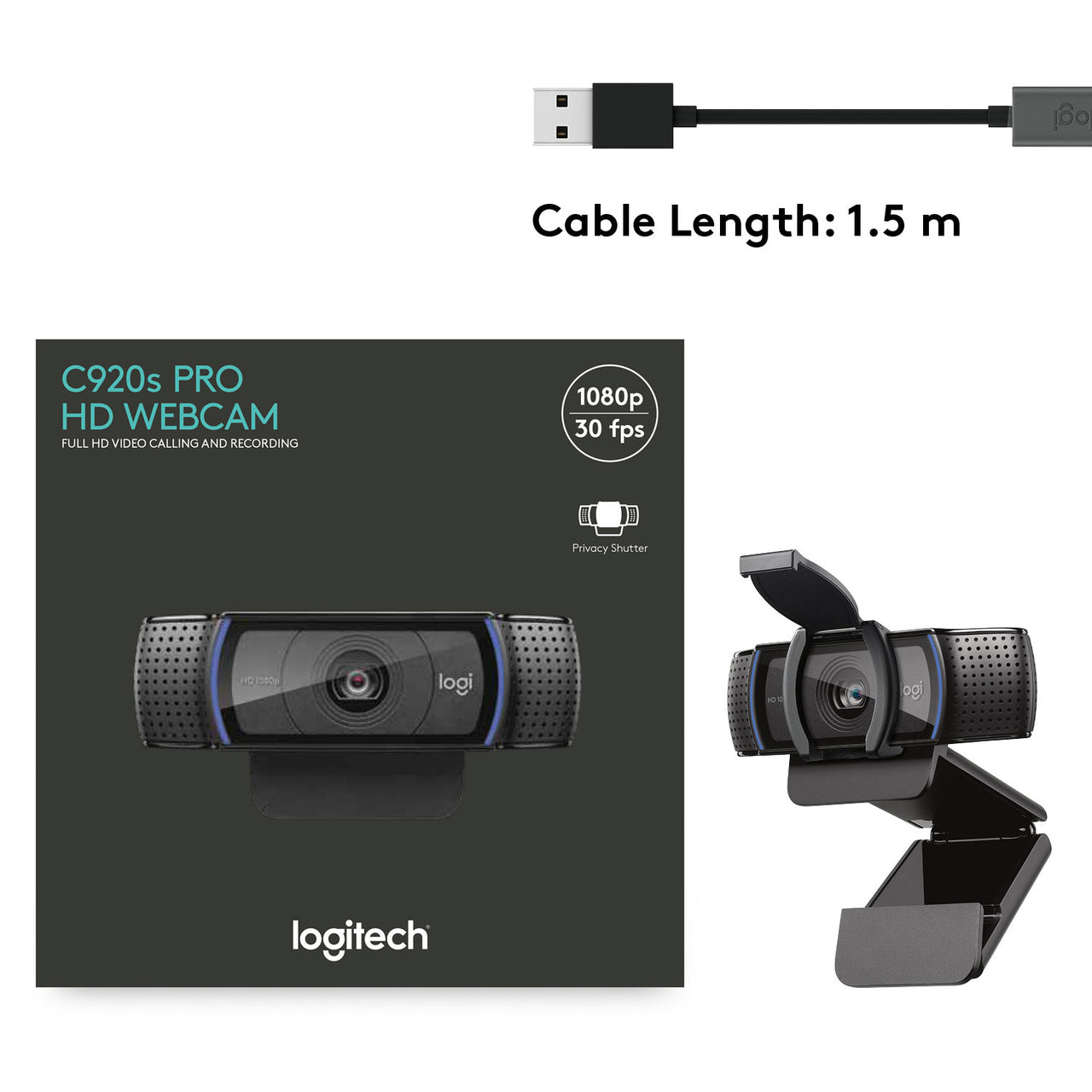 Logitech C920S Pro 1080p 30fps HD Webcam