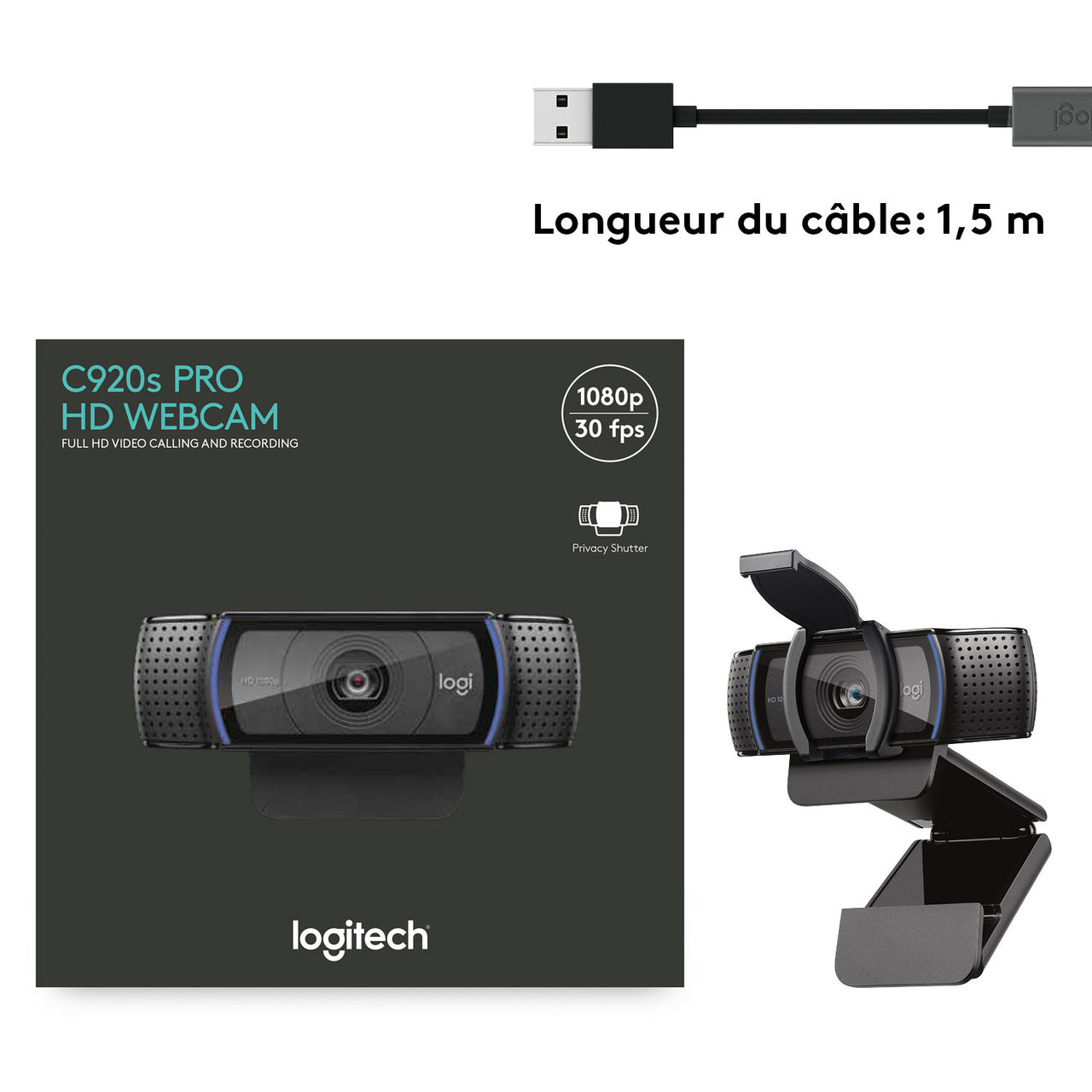 Logitech C920S Pro 1080p 30fps HD Webcam