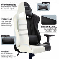 Thumbnail for MotionGrey Enforcer - Office Gaming Chair, Ergonomic, High Back, PU Leather, with Height Adjustment, Headrest & Lumbar Cushions - Black - Only at BestBuy