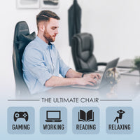 Thumbnail for MotionGrey Enforcer - Office Gaming Chair, Ergonomic, High Back, PU Leather, with Height Adjustment, Headrest & Lumbar Cushions - Black - Only at BestBuy