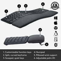 Thumbnail for Logitech ERGO K860 Bluetooth Ergonomic Keyboard - English