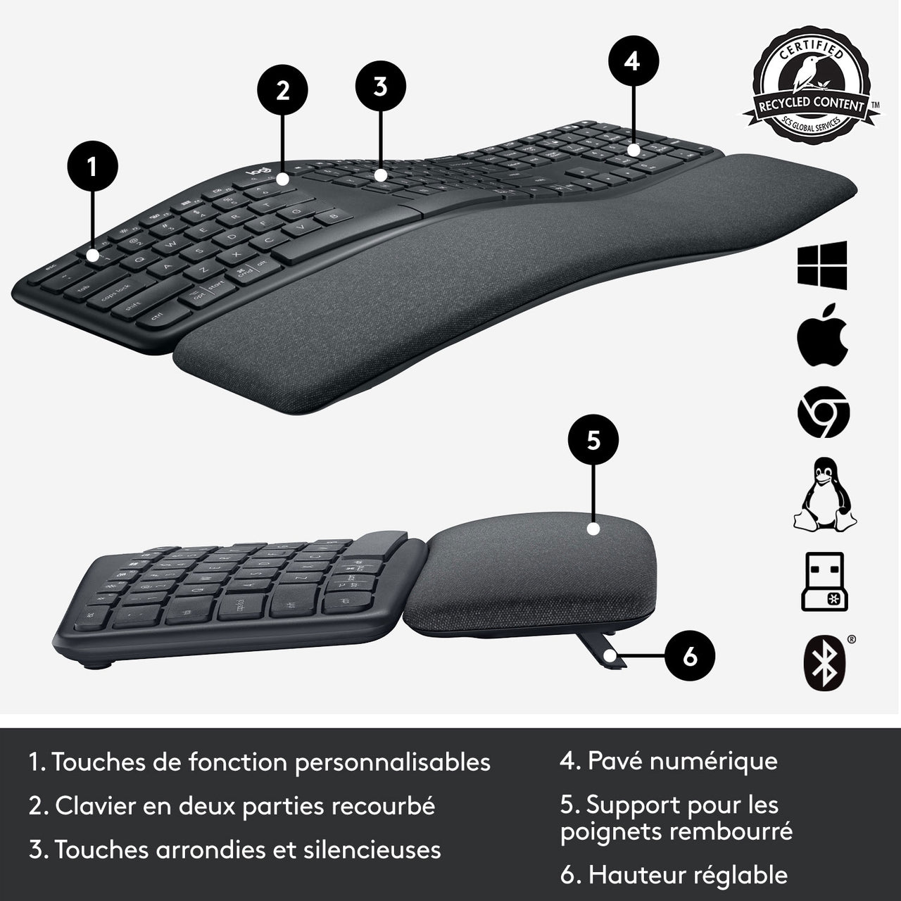 Logitech ERGO K860 Bluetooth Ergonomic Keyboard - English