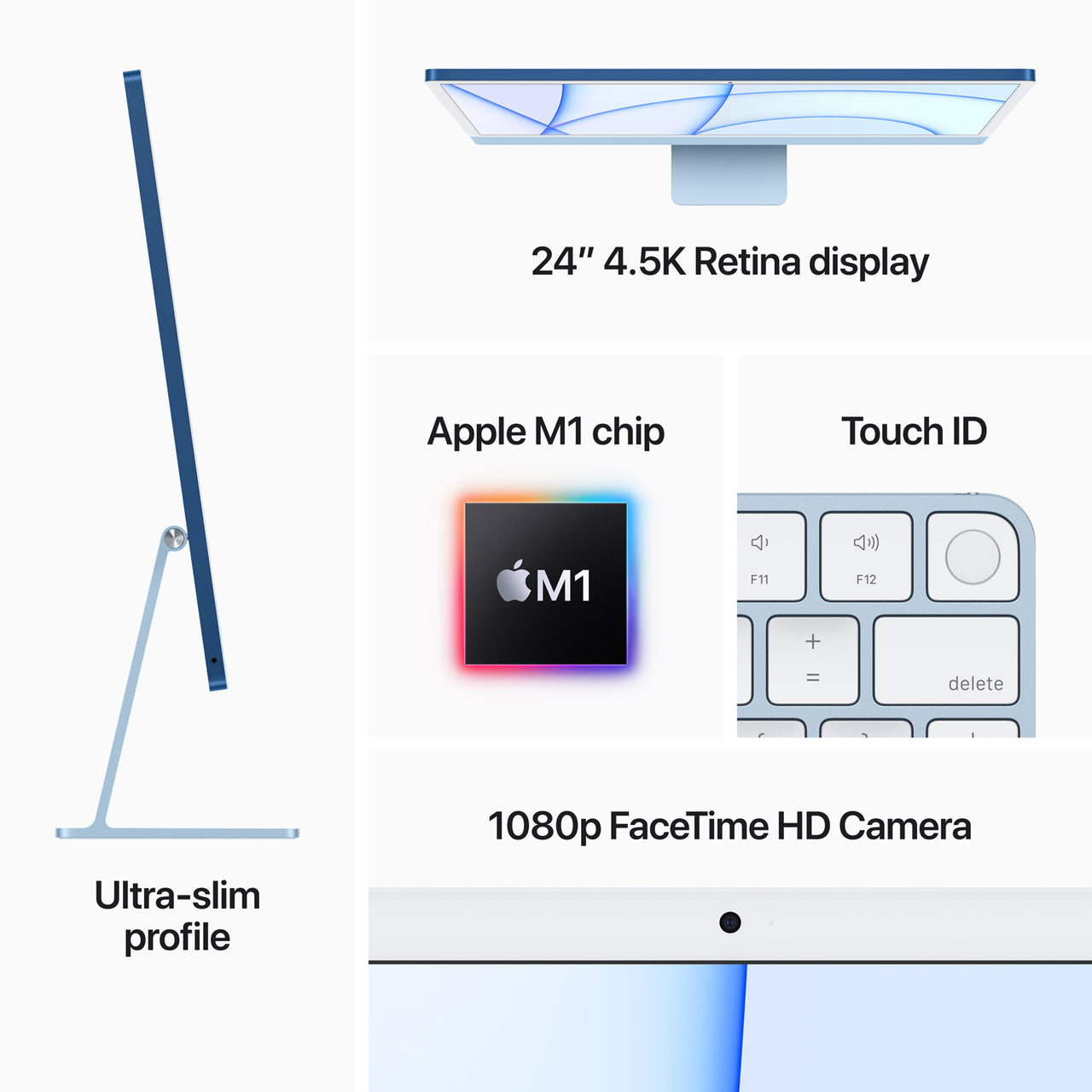 Apple iMac 24" (Spring 2021) - Blue (Apple M1 Chip / 8-Core GPU / 512GB SSD / 8GB RAM) - English